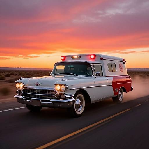 1959 Cadillac Ambulance Speeding Sunset