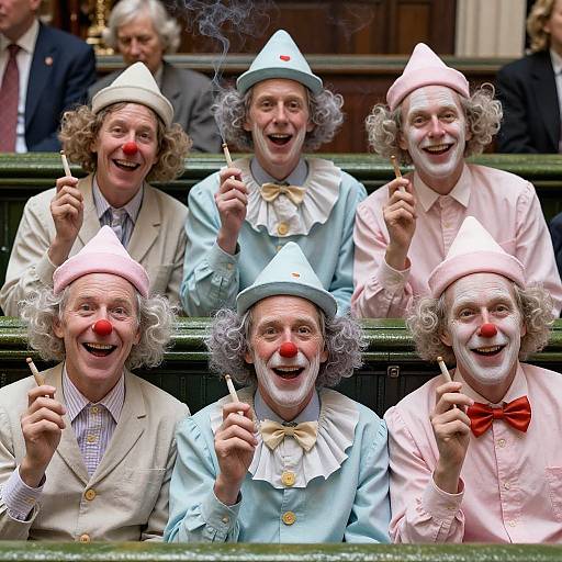 Hyper-Realistic MPs in Pastel Clown Costumes
