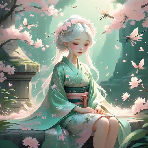 Whimsical Fairy Scene in Pastel Colors