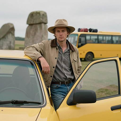 Casual Man by a Yellow Car