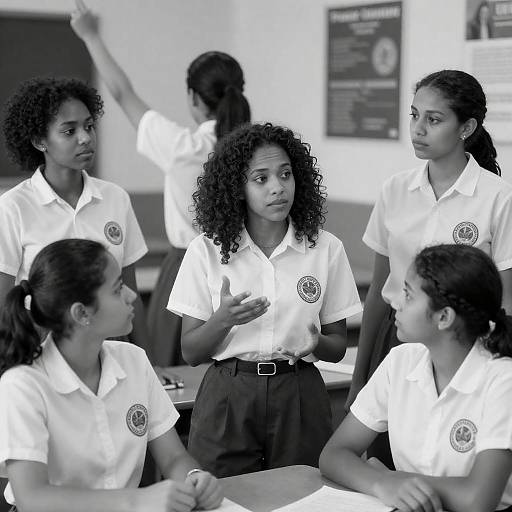 Dynamic Group of School Girls Photograph
