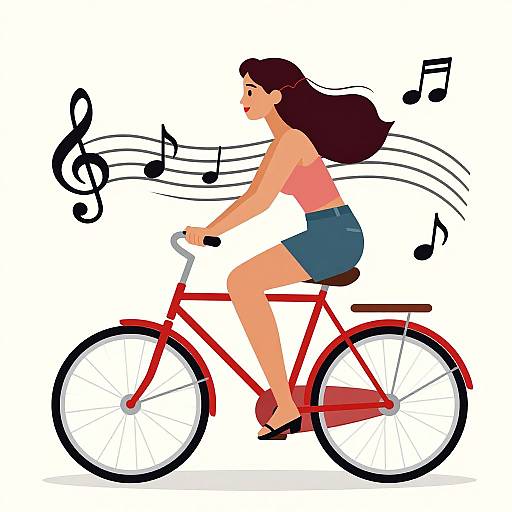 Stylish Woman Riding Red Bicycle