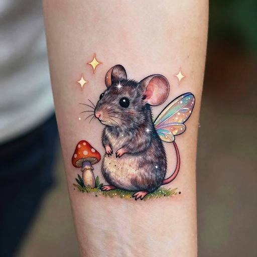 Fantasy Cute Mouse Tattoo Design
