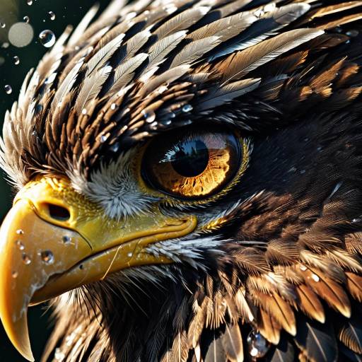 Macro Close-Up of Eagle's Eye with Dew Drops