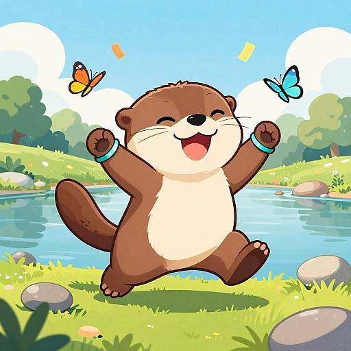 Joyful Cartoon Otter by Riverside