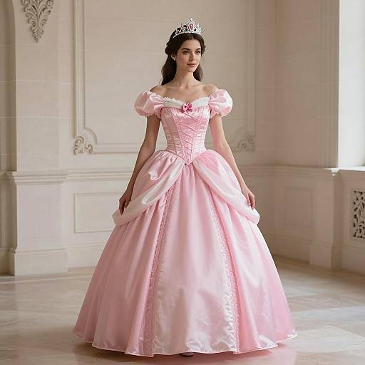 Elegant Princess in Pink Ball Gown