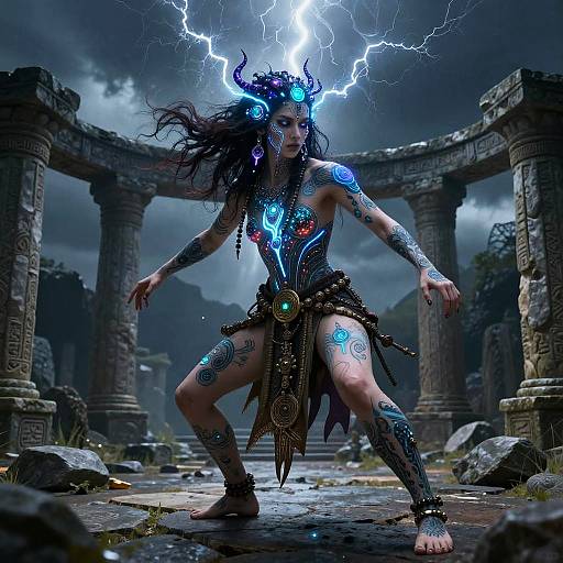 Cyber-Shaman in Electric Stone Circle