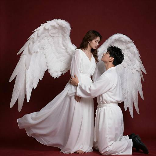 Intense Moment with Angelic Figure