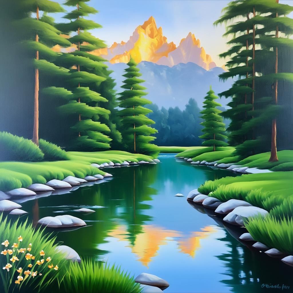 Tranquil Serenity in Vibrant Oil Painting