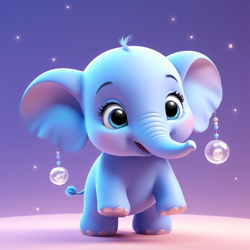 Playful 3D Baby Elephant Illustration