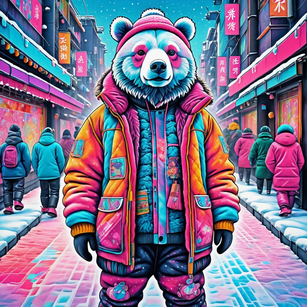 Cyberpunk Bear in Festival Pop Art