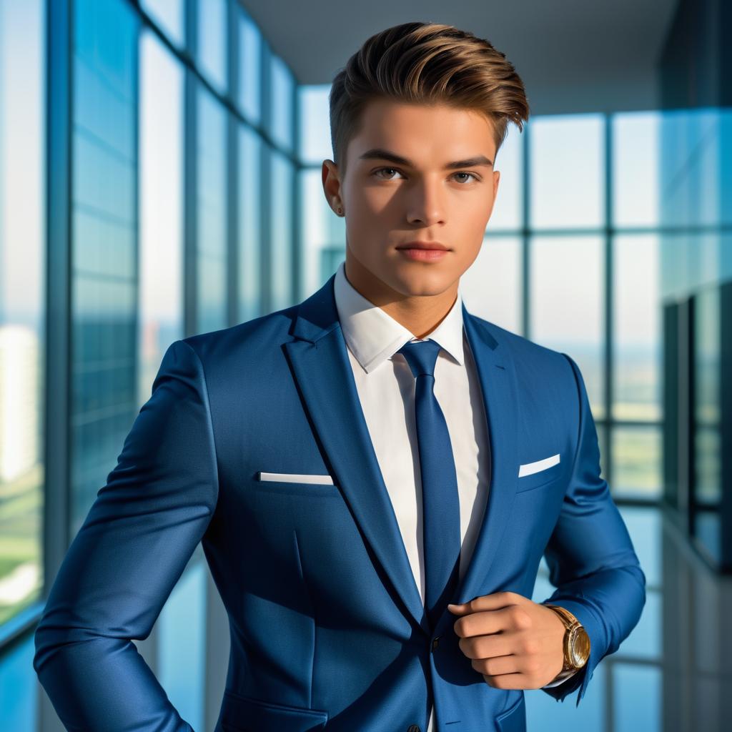 Stylish Young Man in Modern Office