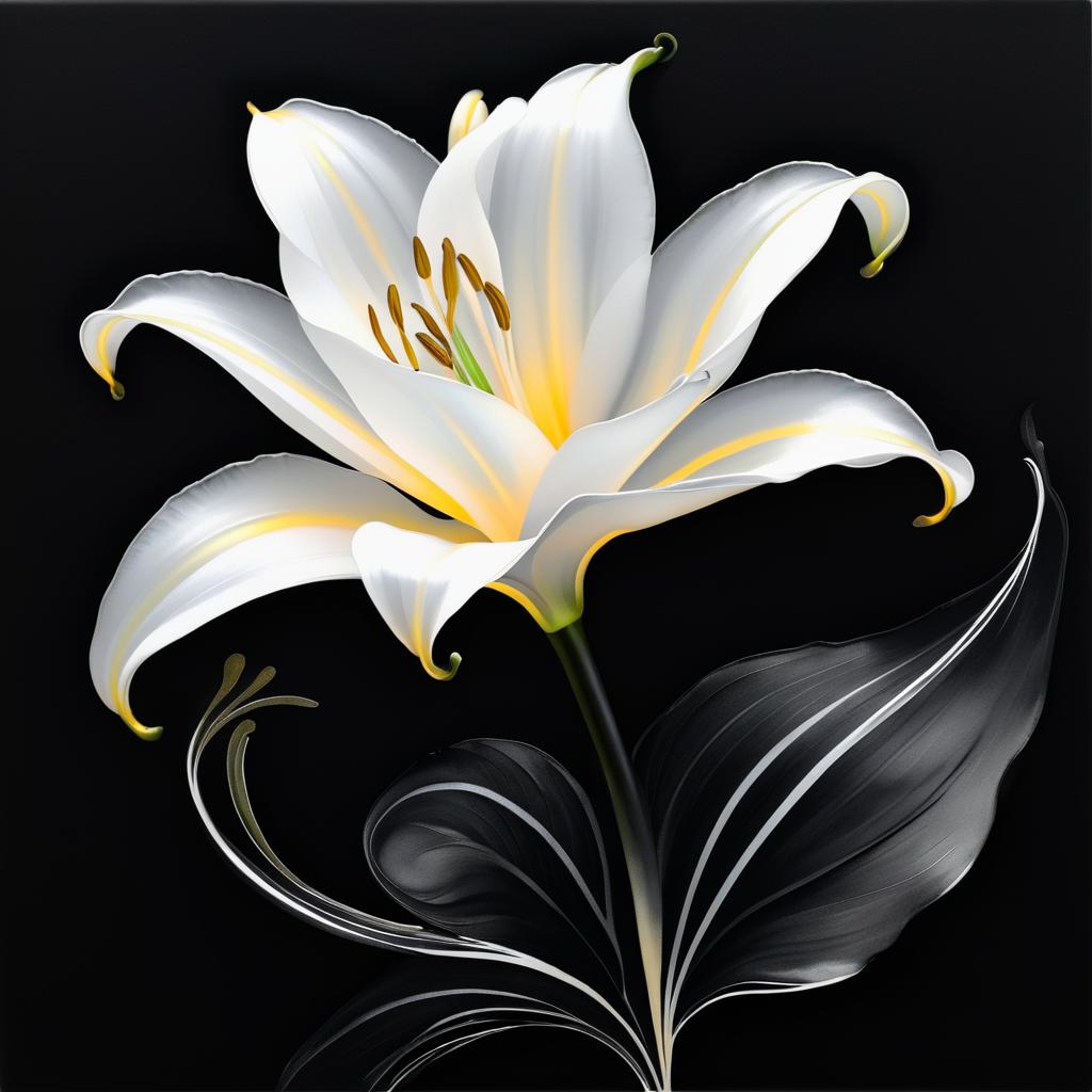 Ethereal Black and White Lily Artwork