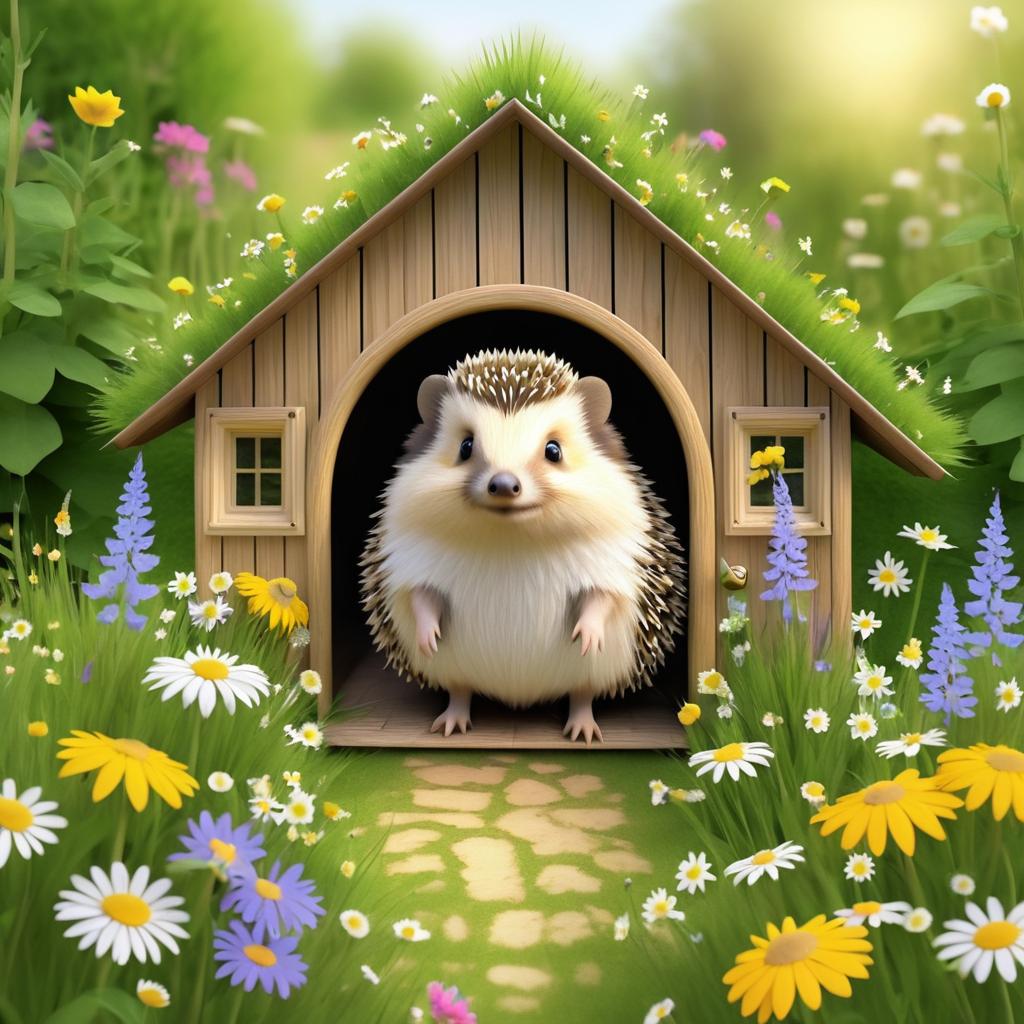 Charming Hedgehog in a Flowering Countryside