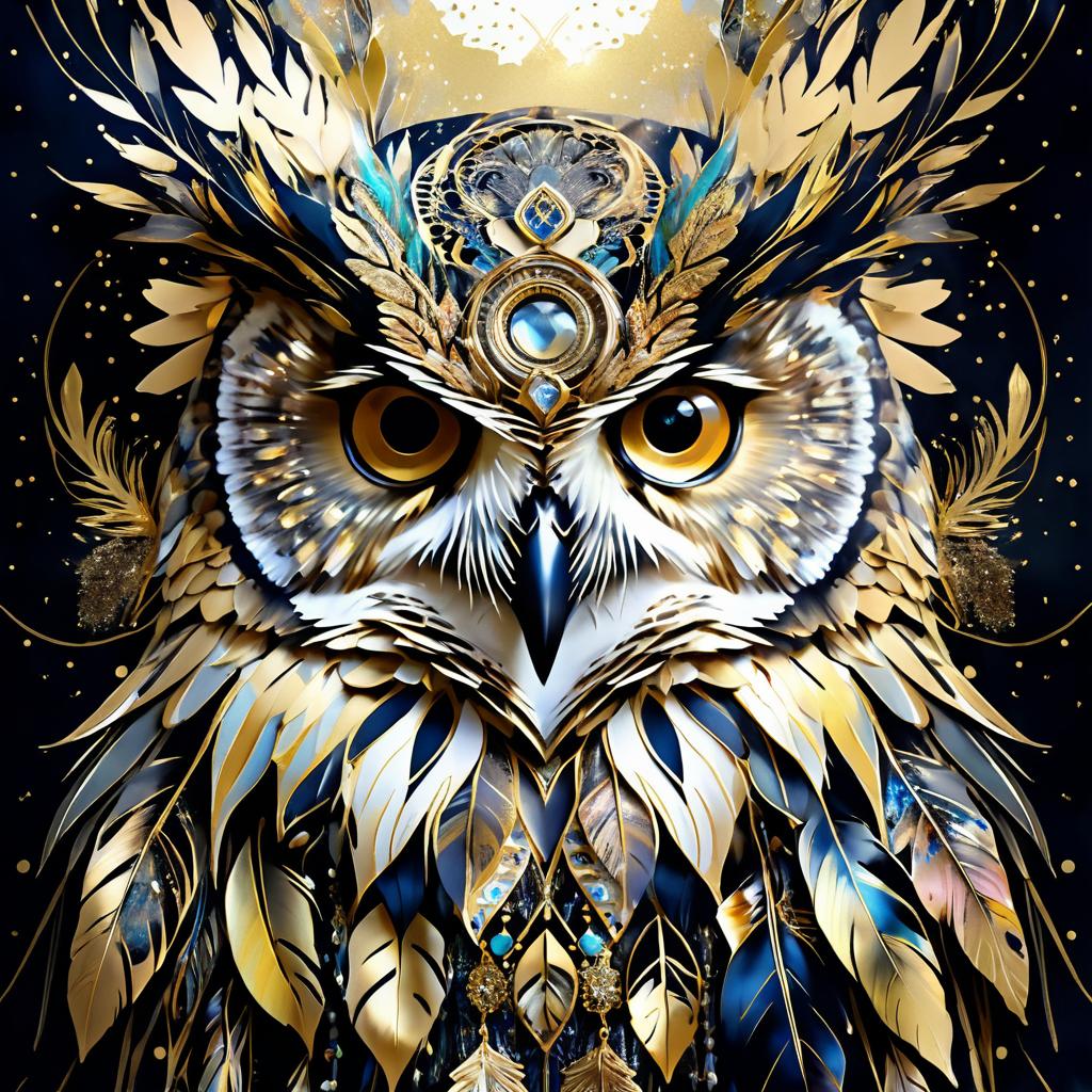 Mystical Portrait of a Wise Owl