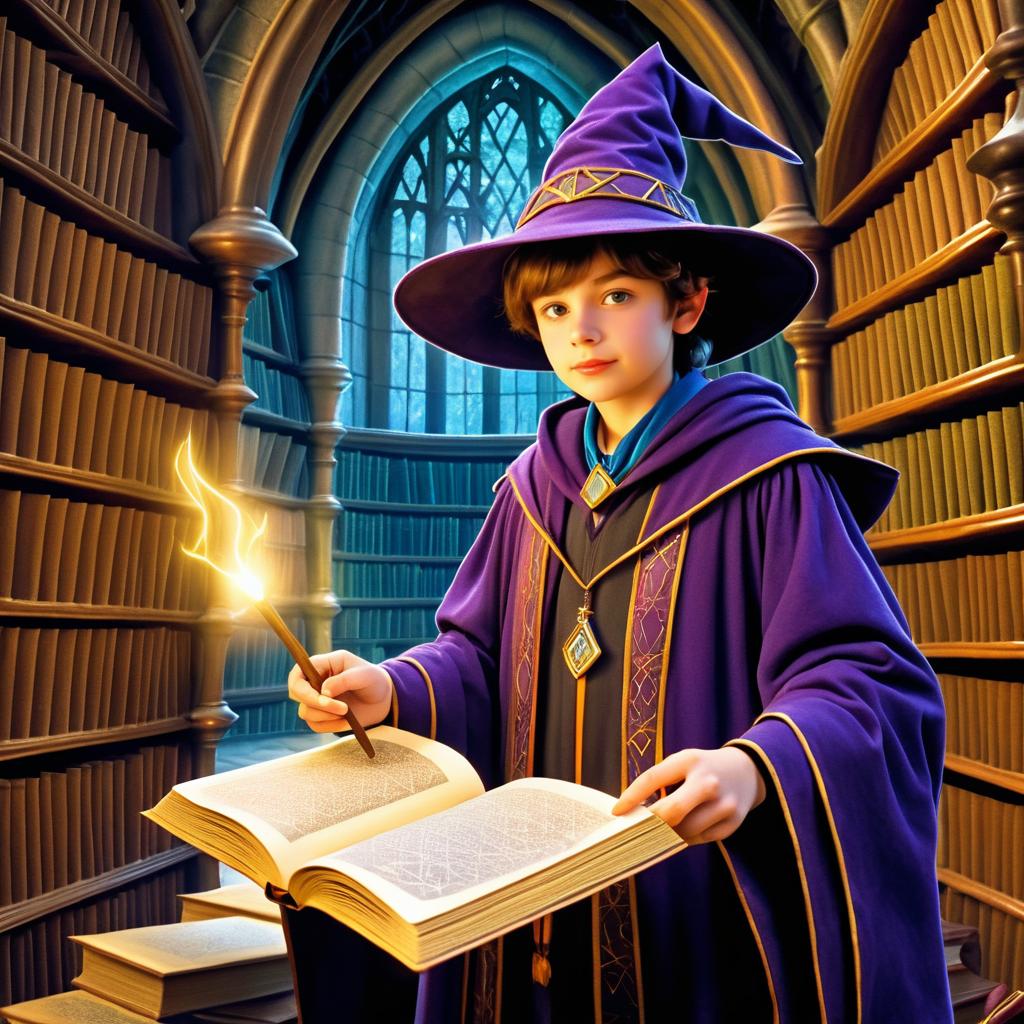 Enchanted Library with Young Wizard