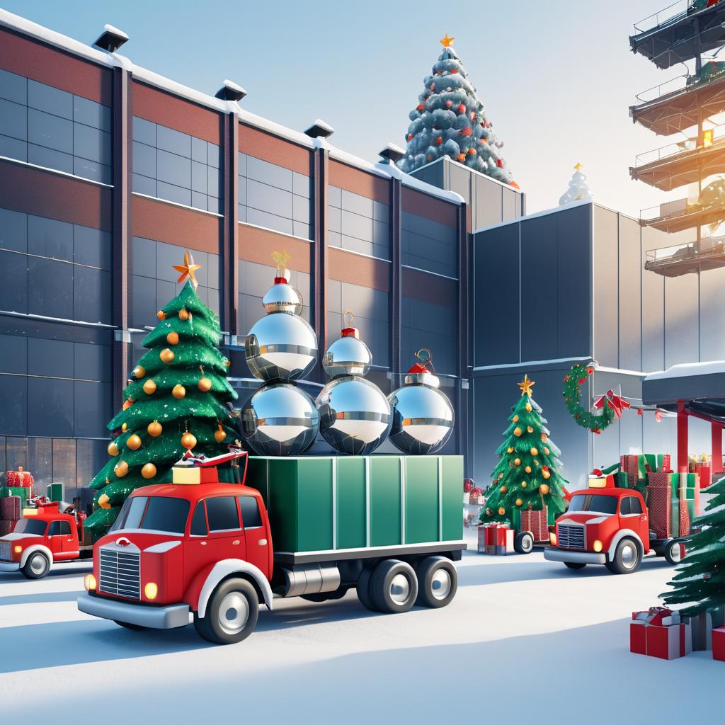 Robots Loading Christmas Ornaments Truck