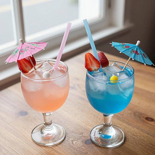 Colorful Drinks in Glass Bowls on Table