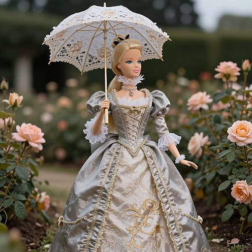 Victorian Barbie in Rose Garden