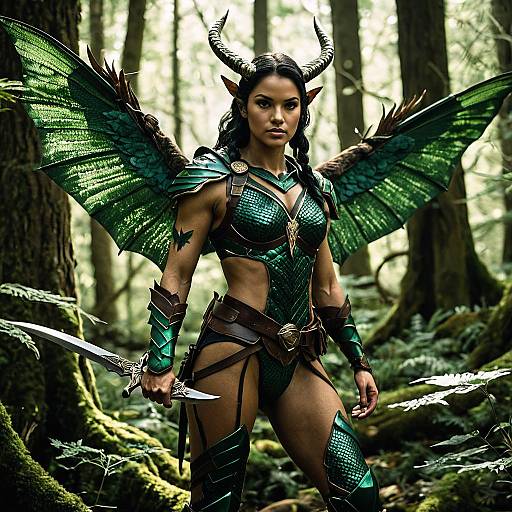 Fantasy Ranger Woman in Enchanted Forest