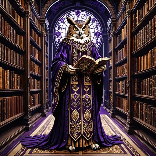 Elegant Owl Mage in Enchanted Library