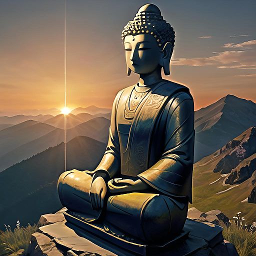 Ethereal Buddha Meditating at Sunrise