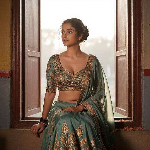 Graceful Woman in Traditional Navratri Costume