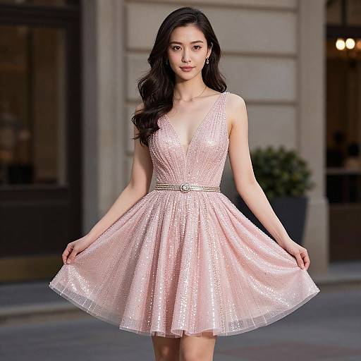 Sparkling Pink Birthday Dress Pose