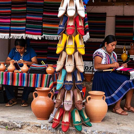 Vibrant Hurrache Shoes at Mexican Market