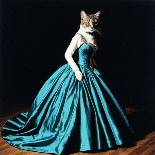 Anthropomorphic Cat in Elegant Evening Gown