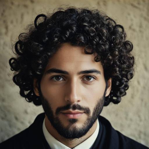 Portrait of Young Hebrew Man with Curly Hair