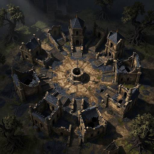 Dark Fantasy Ruined Town Map