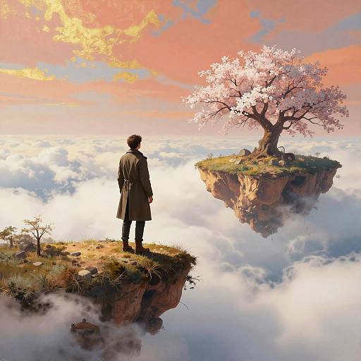 Ethereal Traveler on Floating Hill