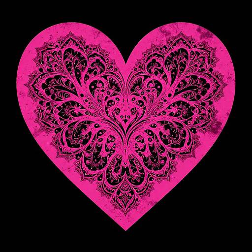 Grungy Hot Pink Heart Fractal