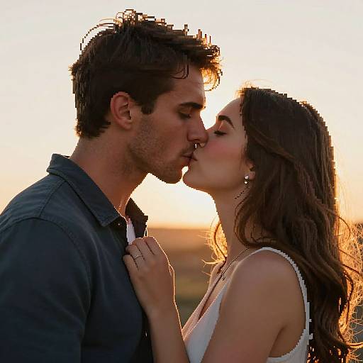 Pixel Art Romantic Golden Hour Kiss