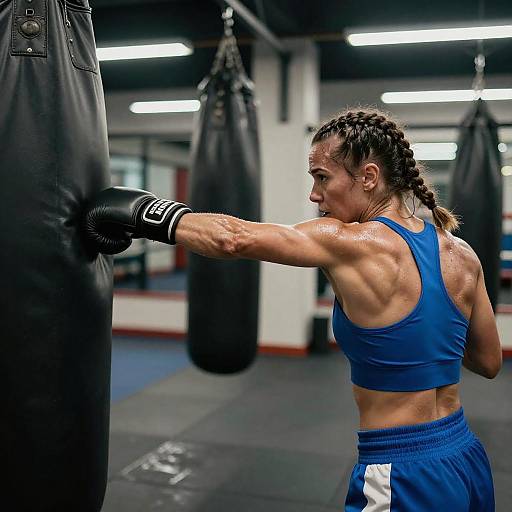 Dynamic Female Boxer in Action Shot