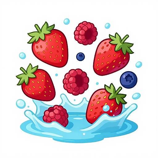 Retro Fruit Splash Cartoon Art