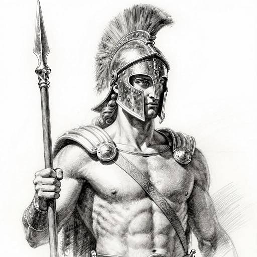 Achilles Pencil Sketch — Mythic Spear Study