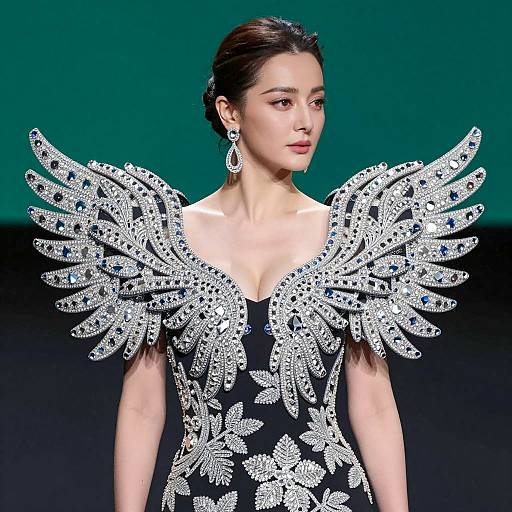 Elegant Woman in Diamond-Embellished Dress