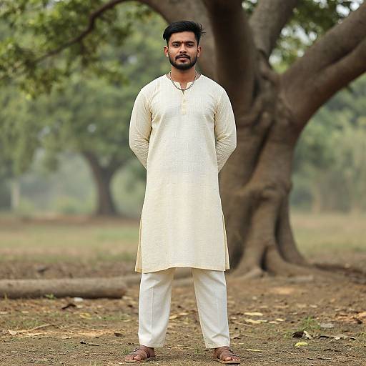 Boy in Kanna Costume Outdoors