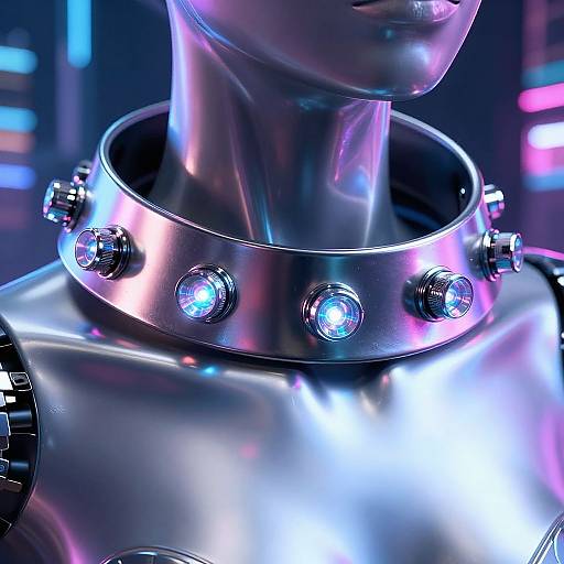 Holographic Cybernetic Metal Neck Collar