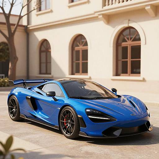 Futuristic Blue Sports Car CGI