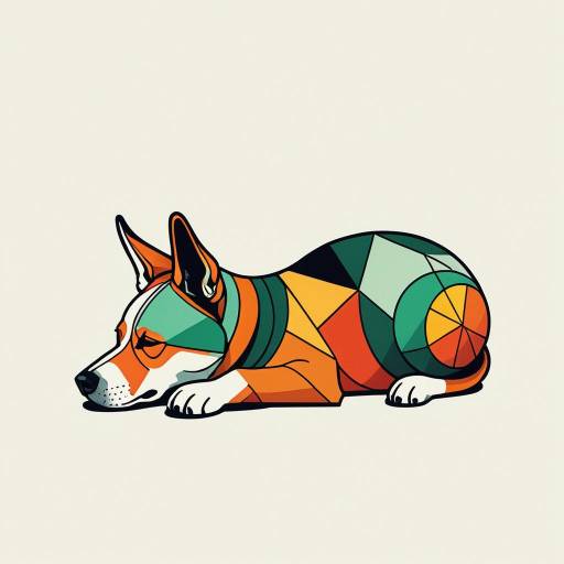 Geometric Stylized Dog Illustration