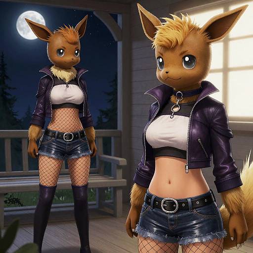 Furry Jolteon Anthro Night Portrait
