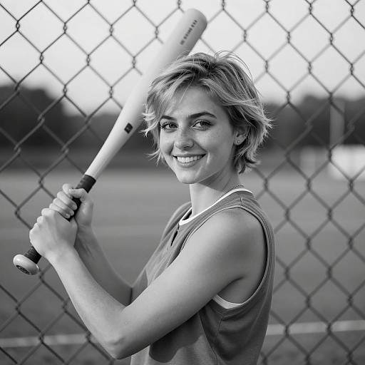 Smiling Young Woman with Baseball Bat