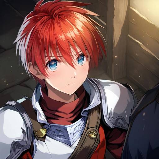 Illustration of Adol christin, ys in the style of Kenkou cross