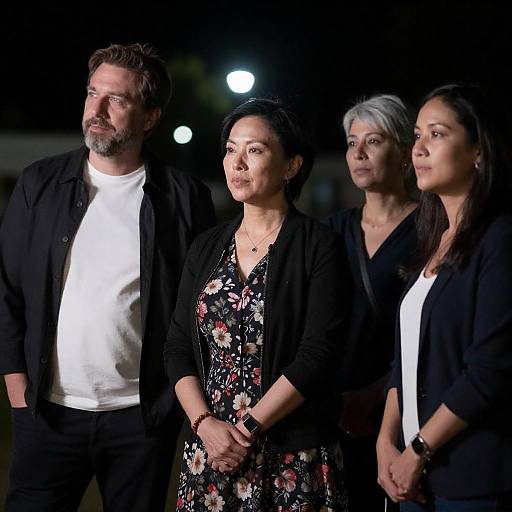 Nighttime Spotlight: Four People Portrait