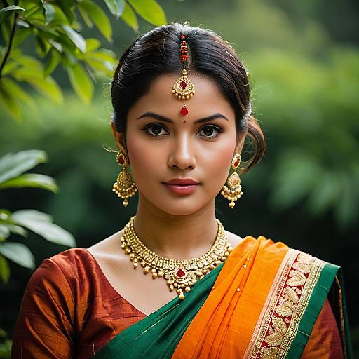 Indian Woman in Traditional Saree Portrait