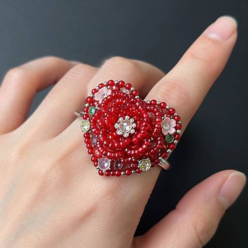 Handcrafted Floral Anatomical Heart Ring