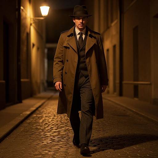 Mysterious Vintage Man in Alleyway